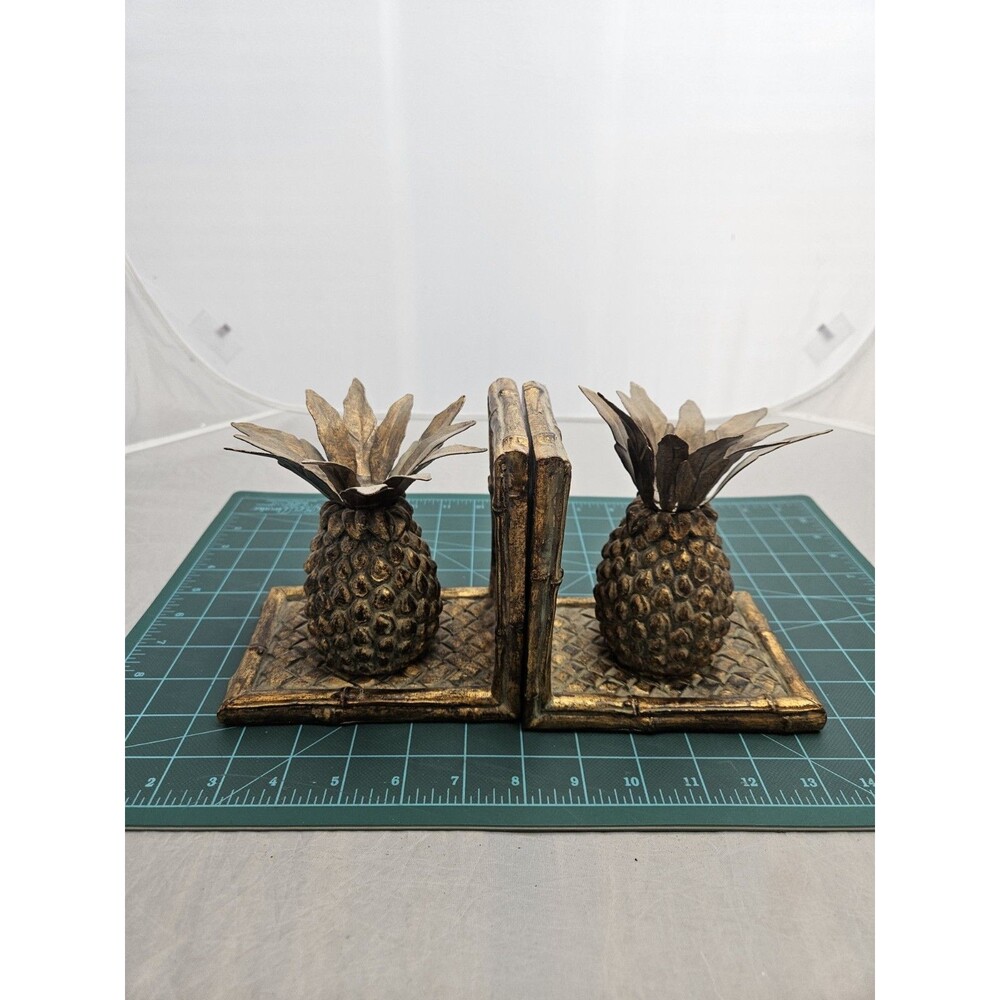 Dezine Pineapple Book Ends Gold Hand Painted